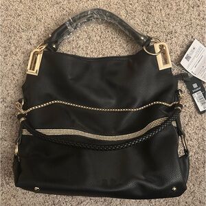 Black Hobo/Slouch Purse with gold embellishments